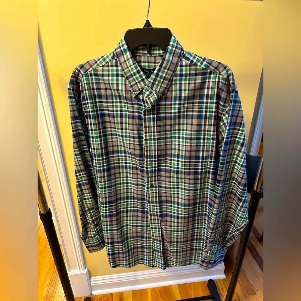 Jos. A. Bank Tailored Fit Plaid Flannel Sportshirt - Men’s Large